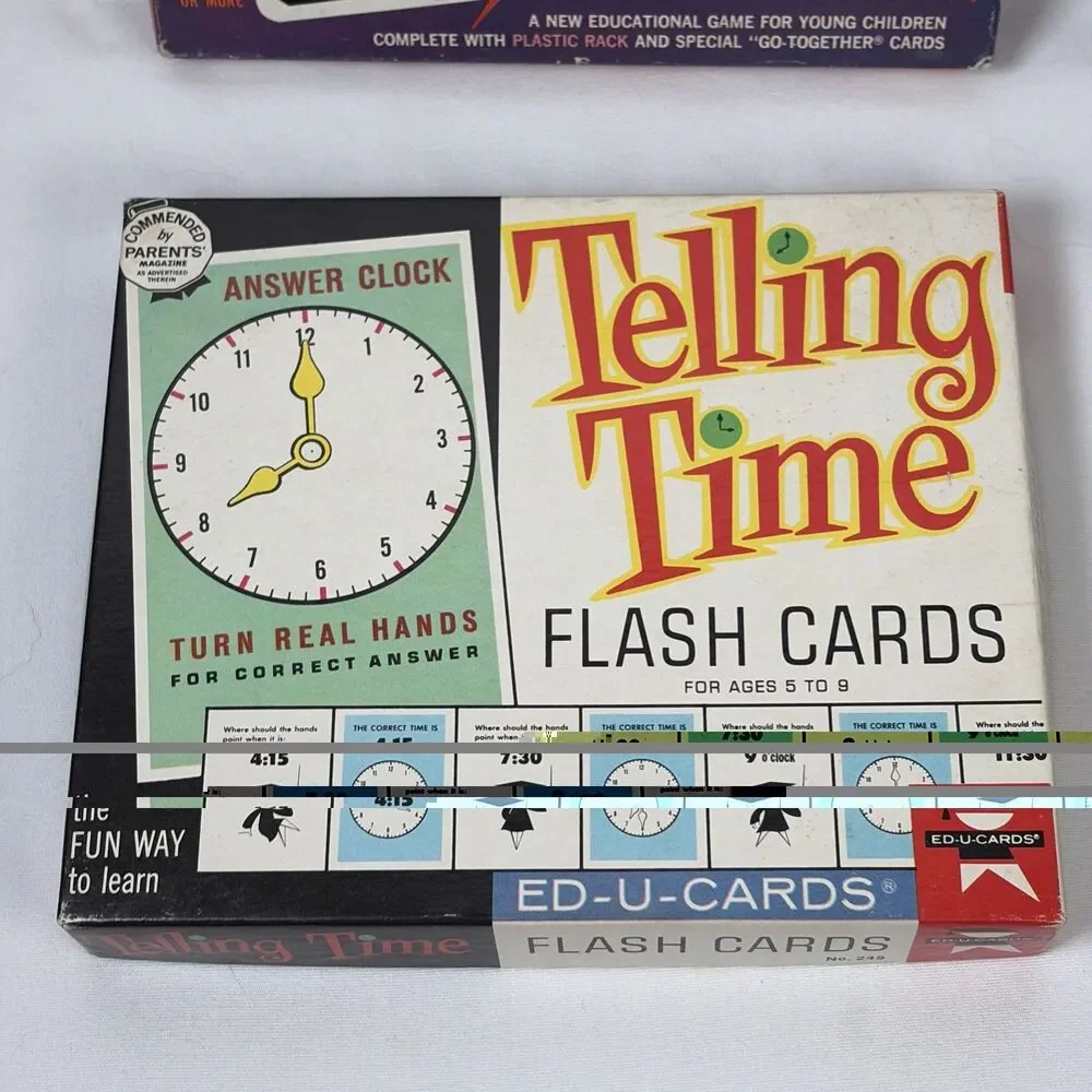 Vintage Mother Goose Go-Together Game & Telling Time Flash Cards
